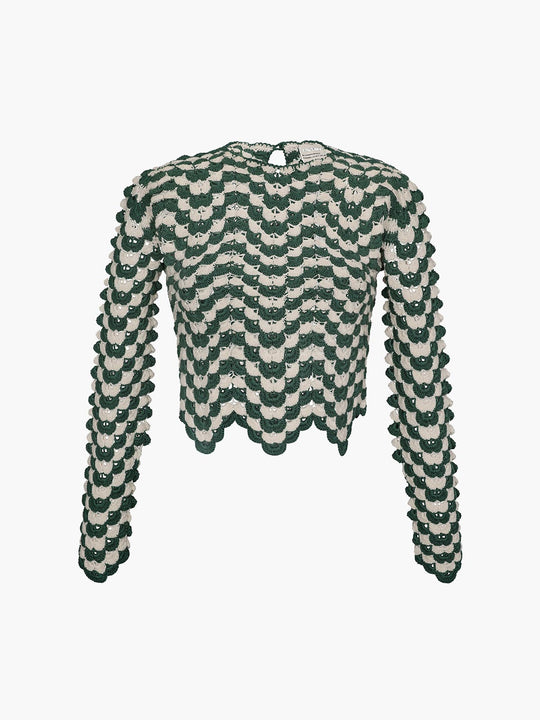 Safi Top | Ivory/Green