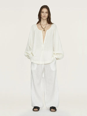 Amagansett Blouse Solid | Cream Amagansett Blouse Solid | Cream