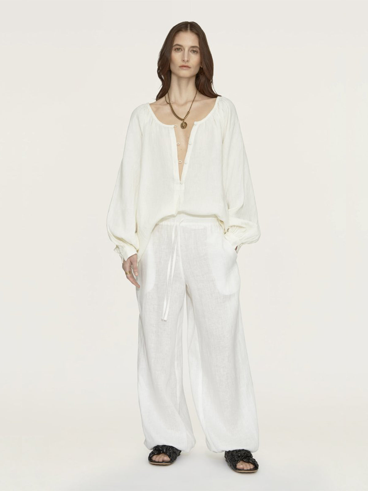 Amagansett Blouse Solid | Cream Amagansett Blouse Solid | Cream