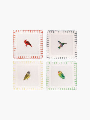 Cocktail Napkin Set of 4 | Parakeet Cocktail Napkin Set of 4 | Parakeet