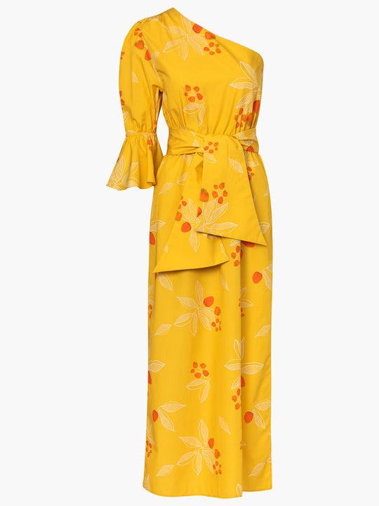 Buenaventura Cotton Midi Dress | Yellow Chontaduro
