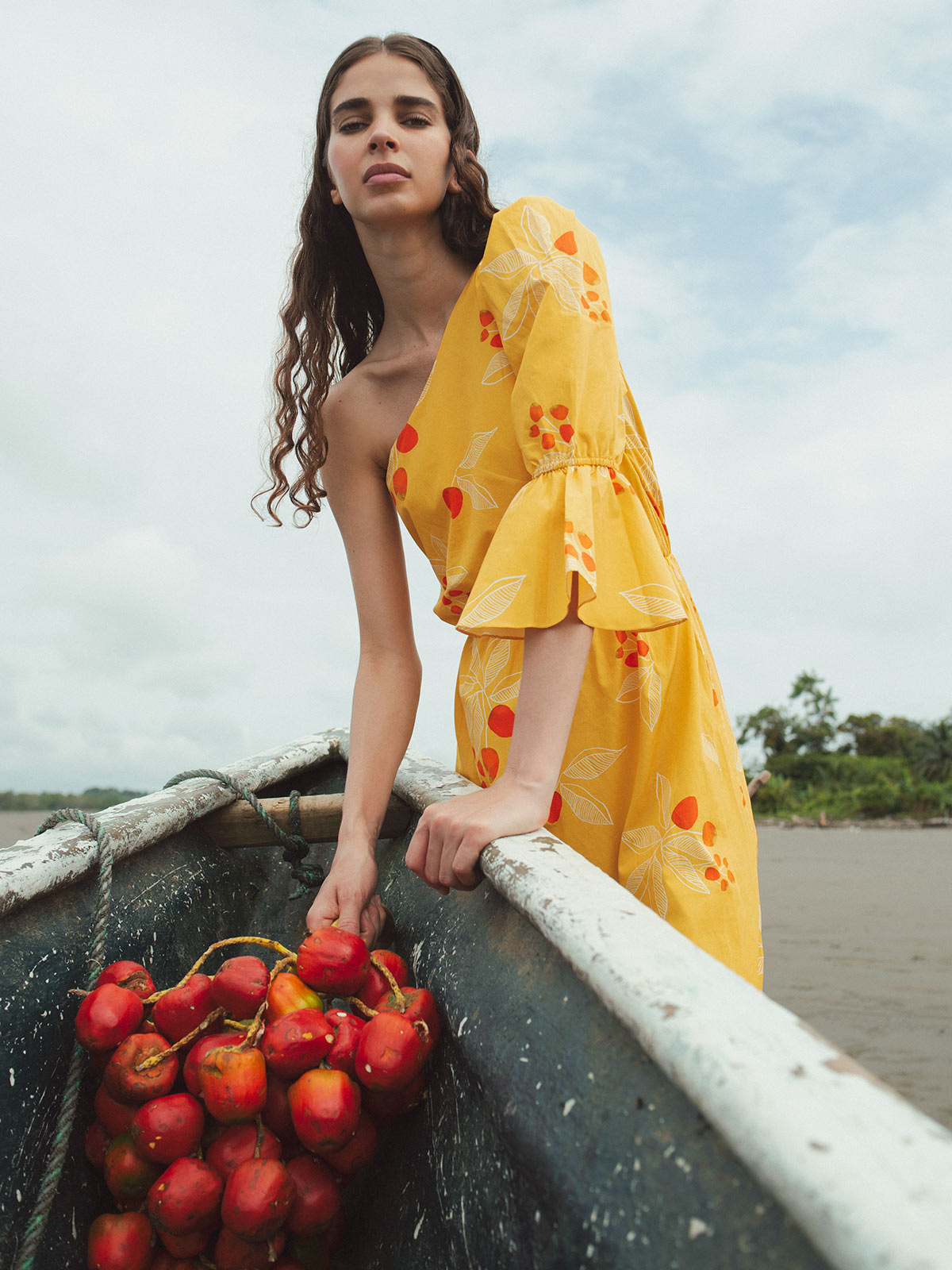 Buenaventura Cotton Midi Dress | Yellow Chontaduro Buenaventura Cotton Midi Dress | Yellow Chontaduro
