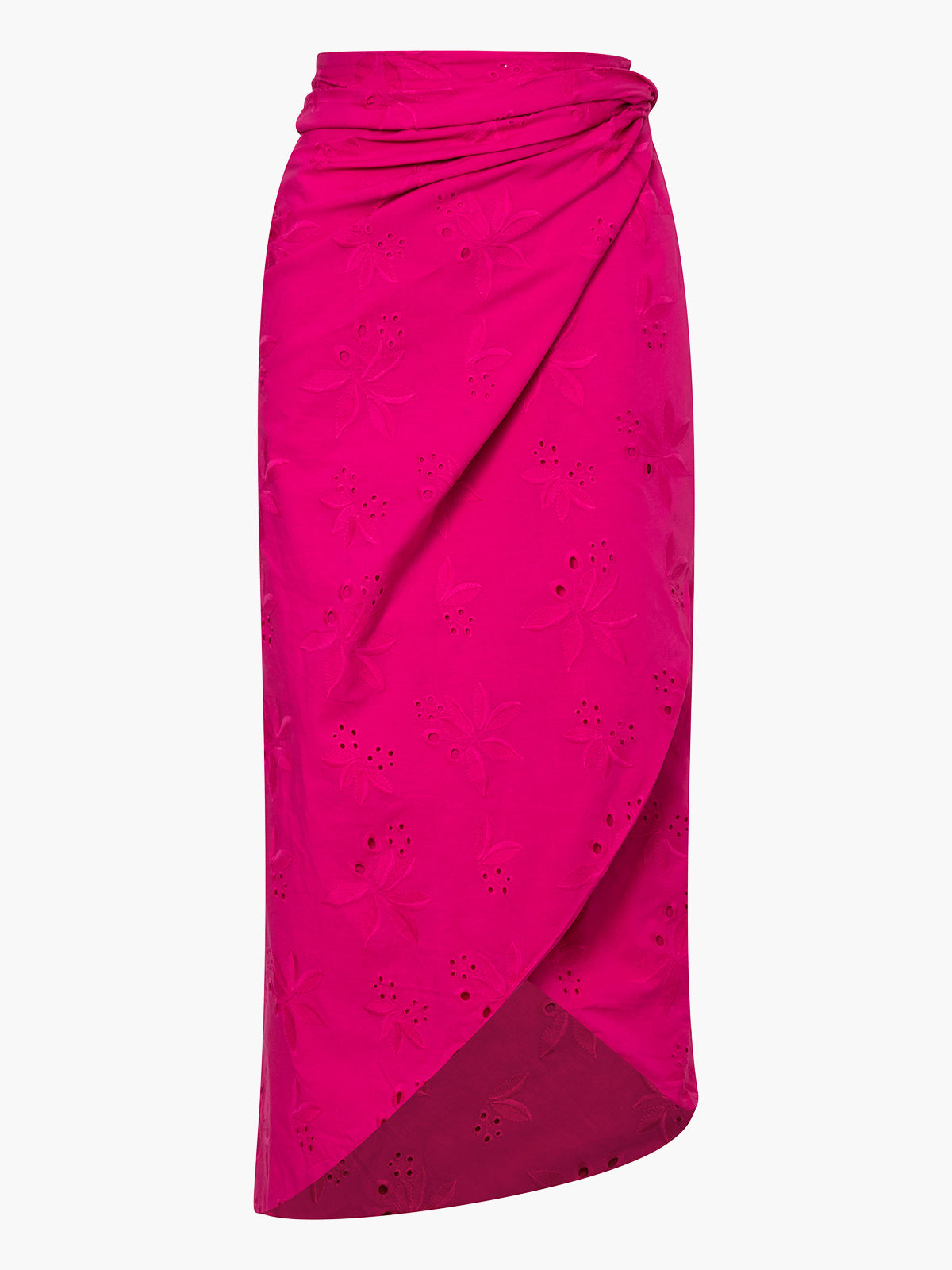 Choco Cotton Eyelet Wrap Around Midi Skirt | Fuchsia Choco Cotton Eyelet Wrap Around Midi Skirt | Fuchsia