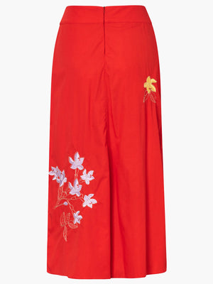 Constelaciones Cotton Midi Skirt | Red Constelaciones Cotton Midi Skirt | Red