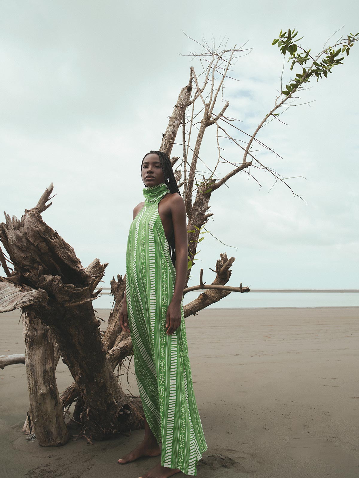 Costa Pacifica Linen Dress | Green Stripes Costa Pacifica Linen Dress | Green Stripes