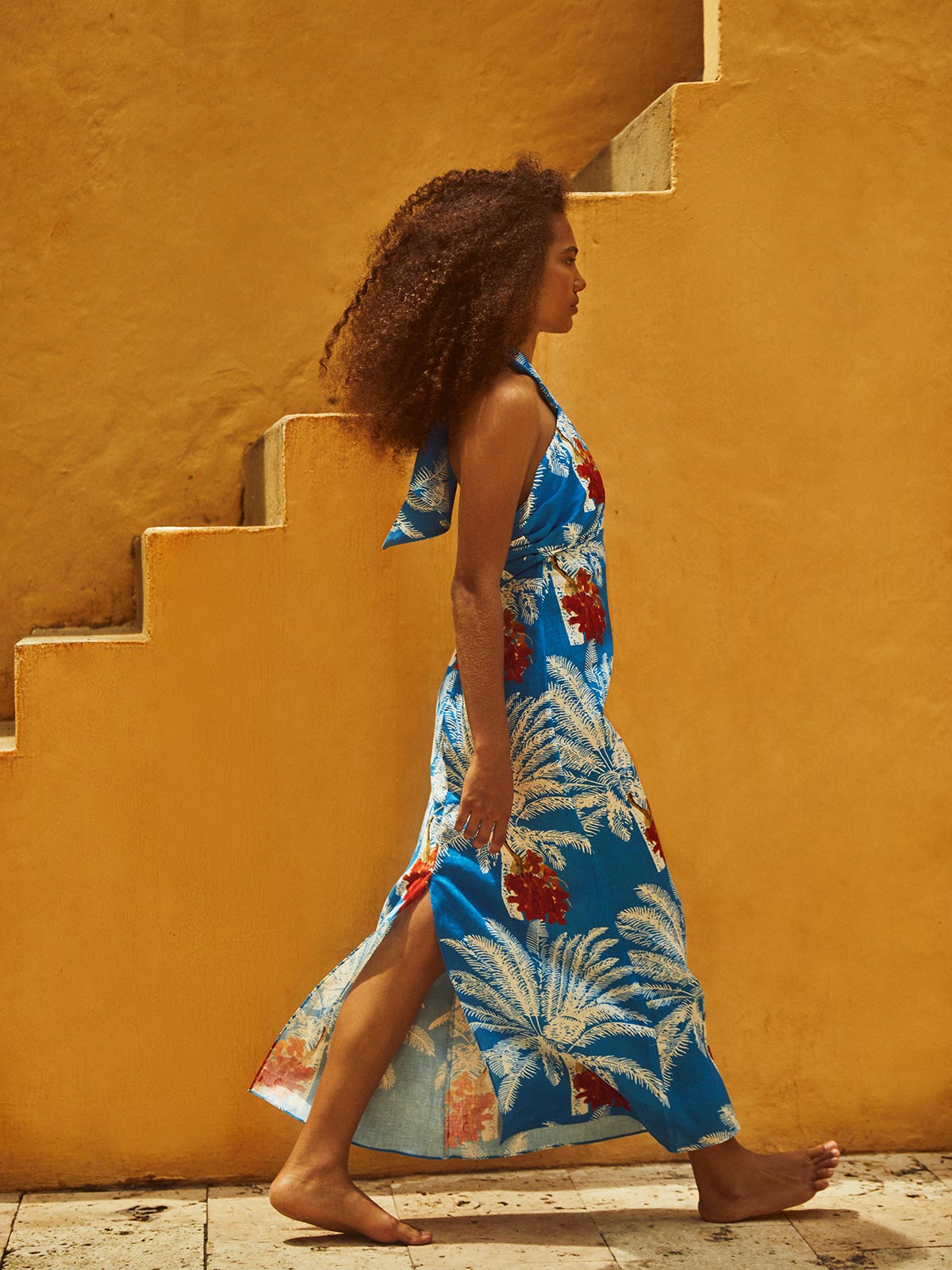 Costa Del Sol Linen Maxi Dress | Turquoise Palms Costa Del Sol Linen Maxi Dress | Turquoise Palms
