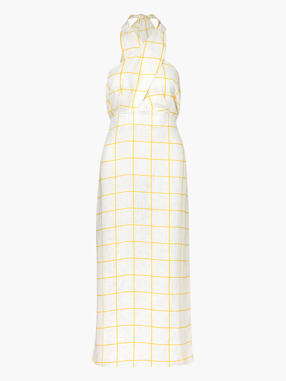 Costa Del Sol Linen Maxi Dress | Yellow Squares Costa Del Sol Linen Maxi Dress | Yellow Squares