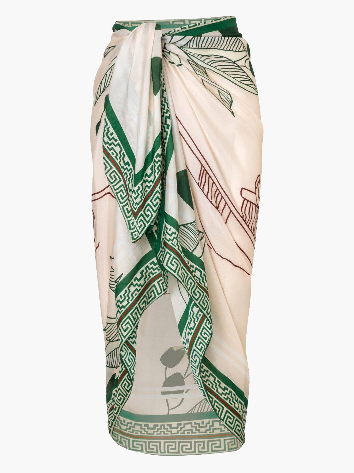 De la Falaise Cotton Silk Sarong | Green Canoe De la Falaise Cotton Silk Sarong | Green Canoe