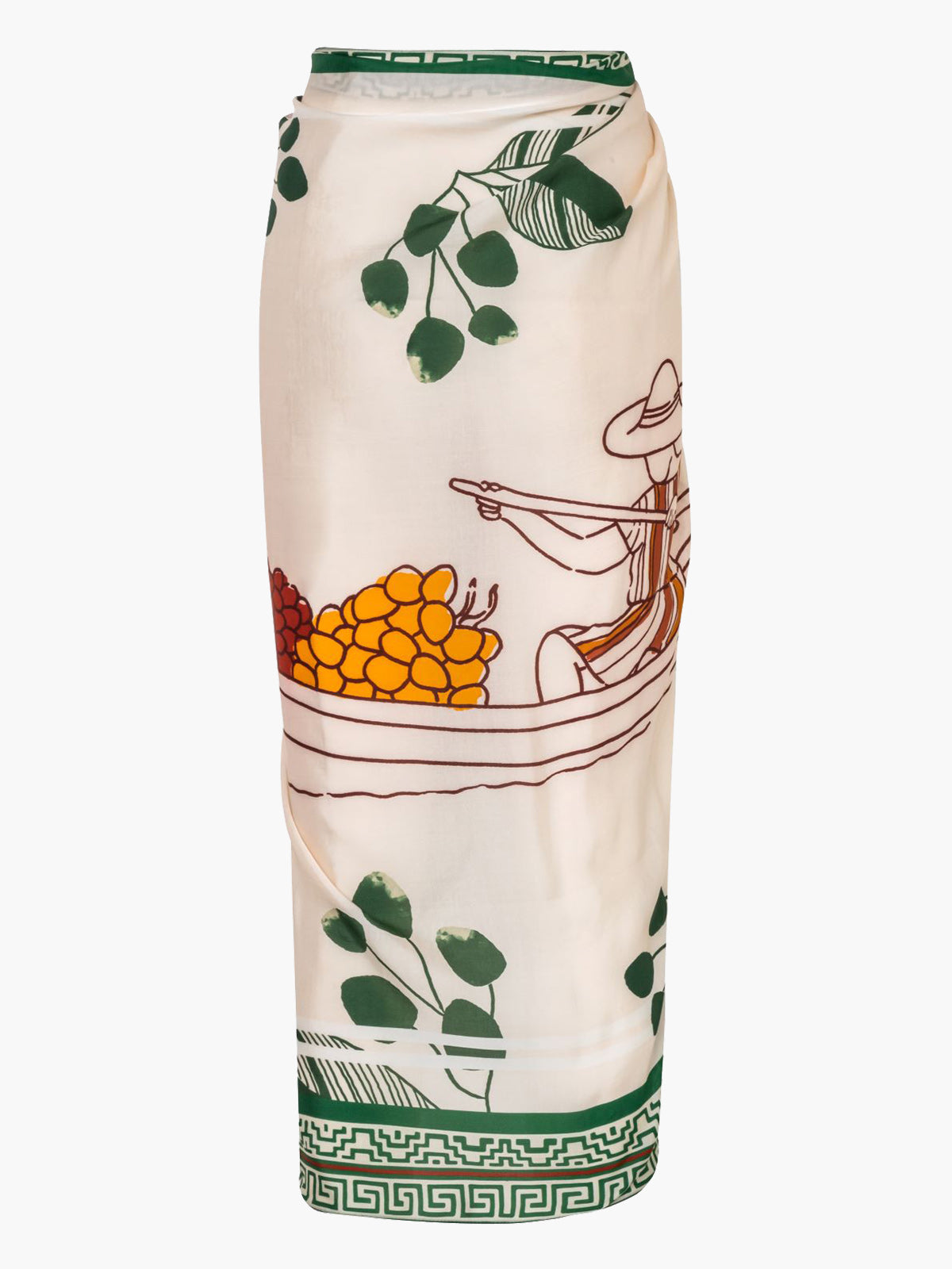 De la Falaise Cotton Silk Sarong | Green Canoe De la Falaise Cotton Silk Sarong | Green Canoe