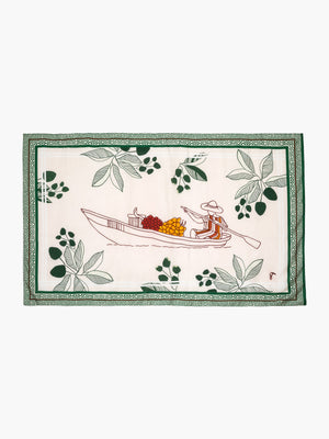 De la Falaise Cotton Silk Sarong | Green Canoe De la Falaise Cotton Silk Sarong | Green Canoe