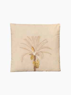 Palm Tree Embroidered Cushion Cover | Beige Palm Tree Embroidered Cushion Cover | Beige