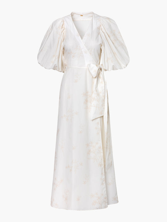 Ermita Wrap Around Cotton Midi Dress | Ivory