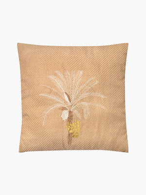 Palm Tree Embroidered Cushion Cover | Jute Palm Tree Embroidered Cushion Cover | Jute
