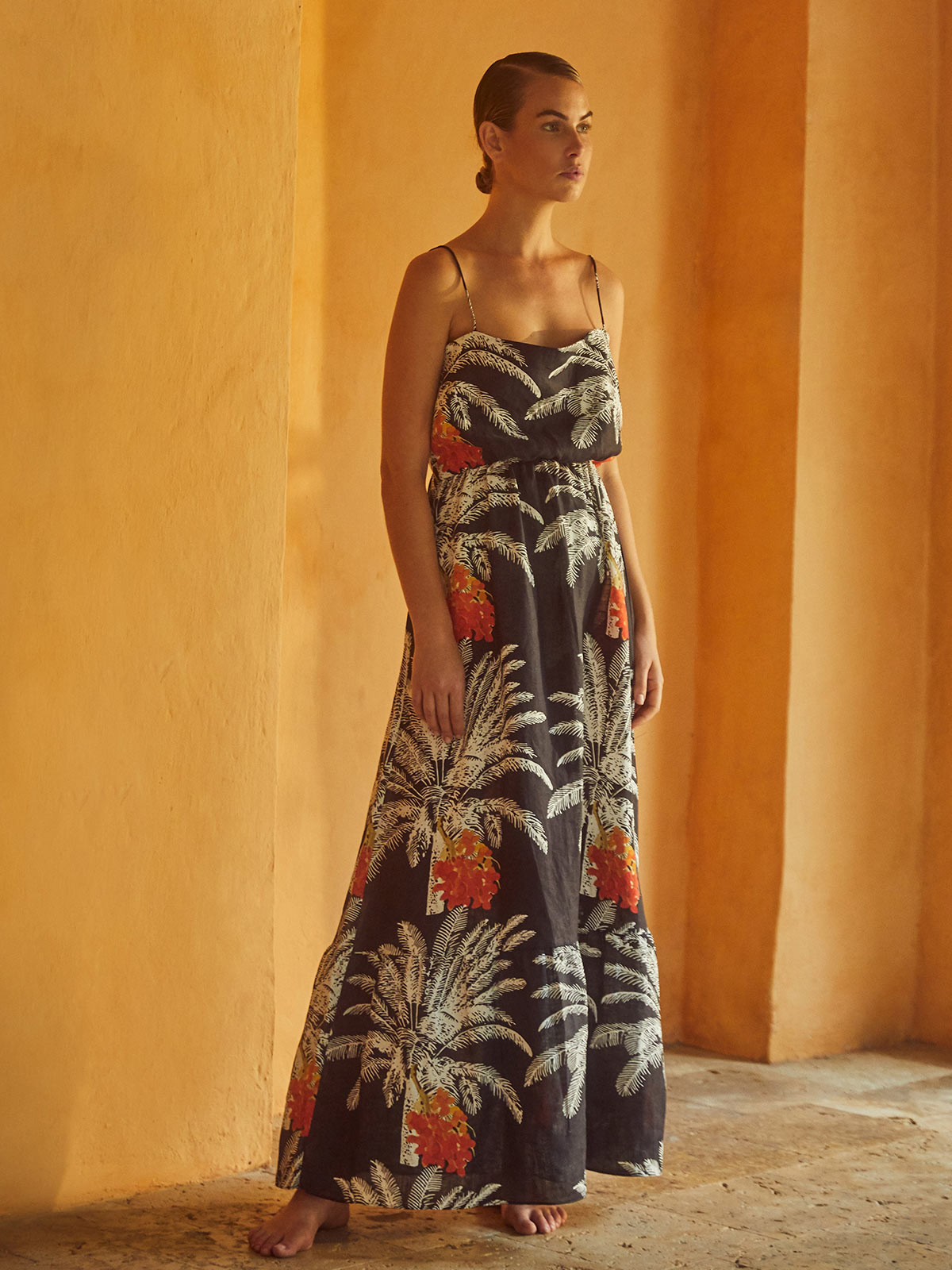 Zara linen maxi dress sales