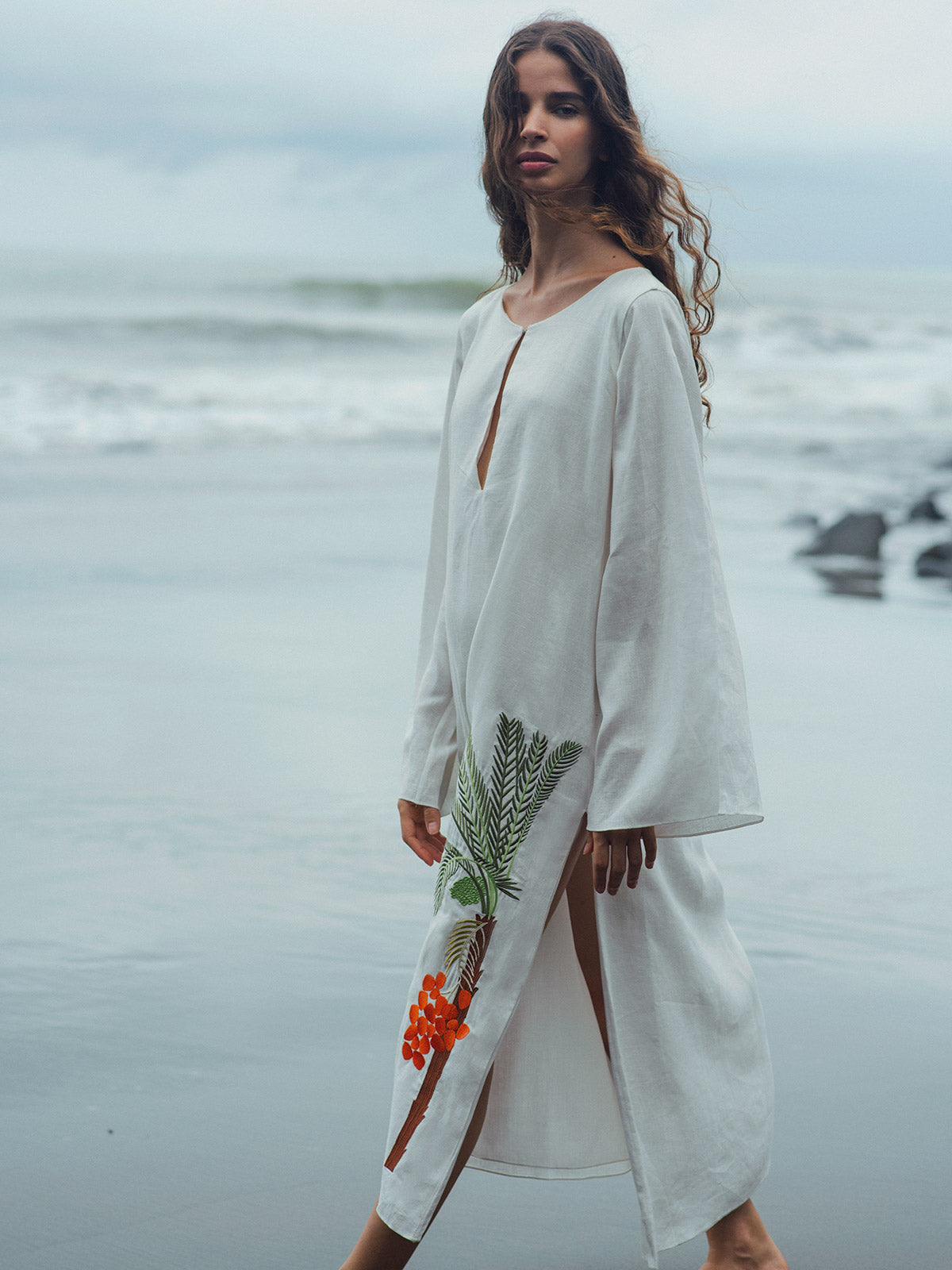 Lisa Linen Midi Dress Embroidered Lisa Linen Midi Dress Embroidered