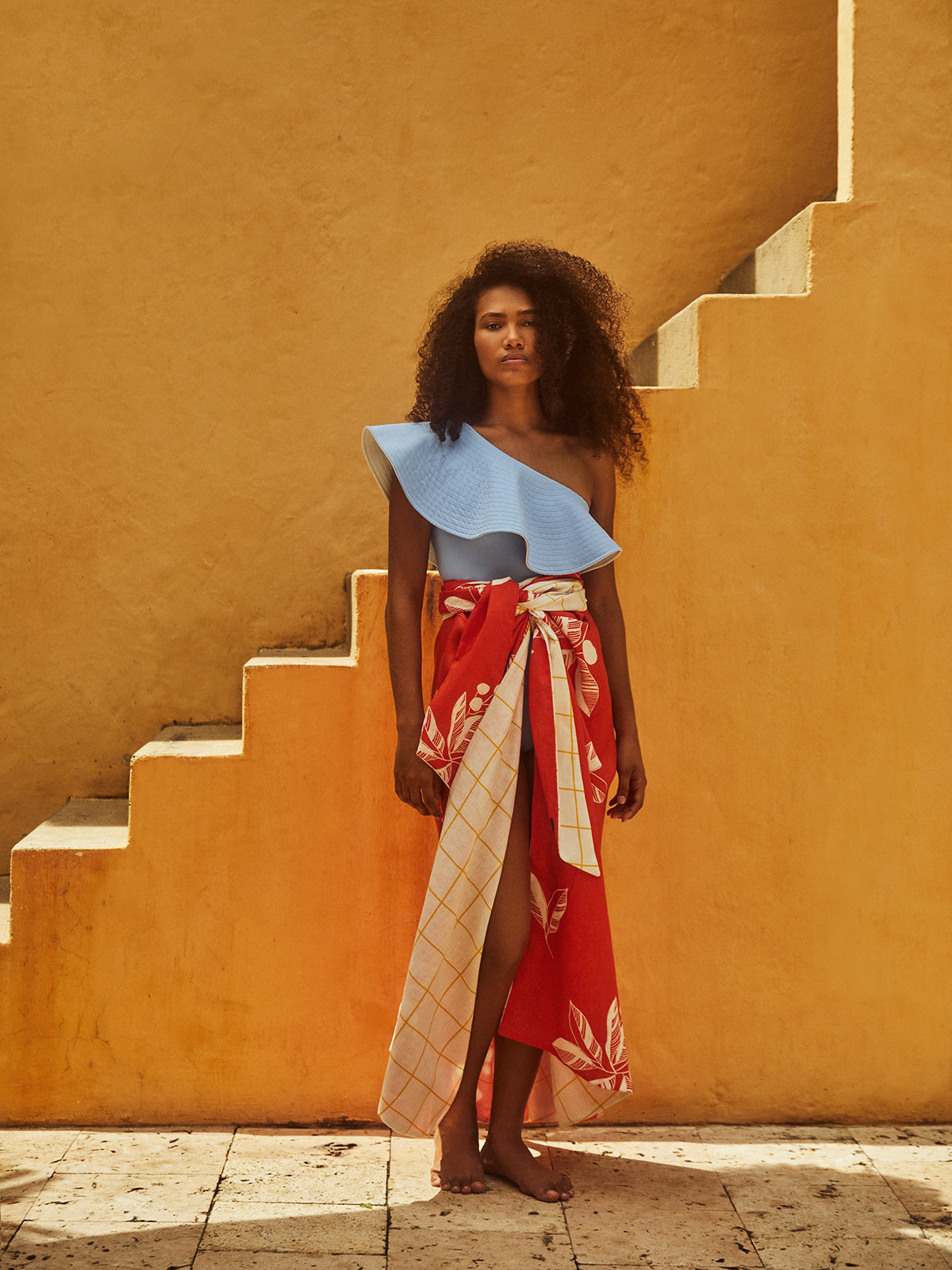 Loulou Linen Reversible Skirt | Orange Chontaduro/Yellow Squares Loulou Linen Reversible Skirt | Orange Chontaduro/Yellow Squares