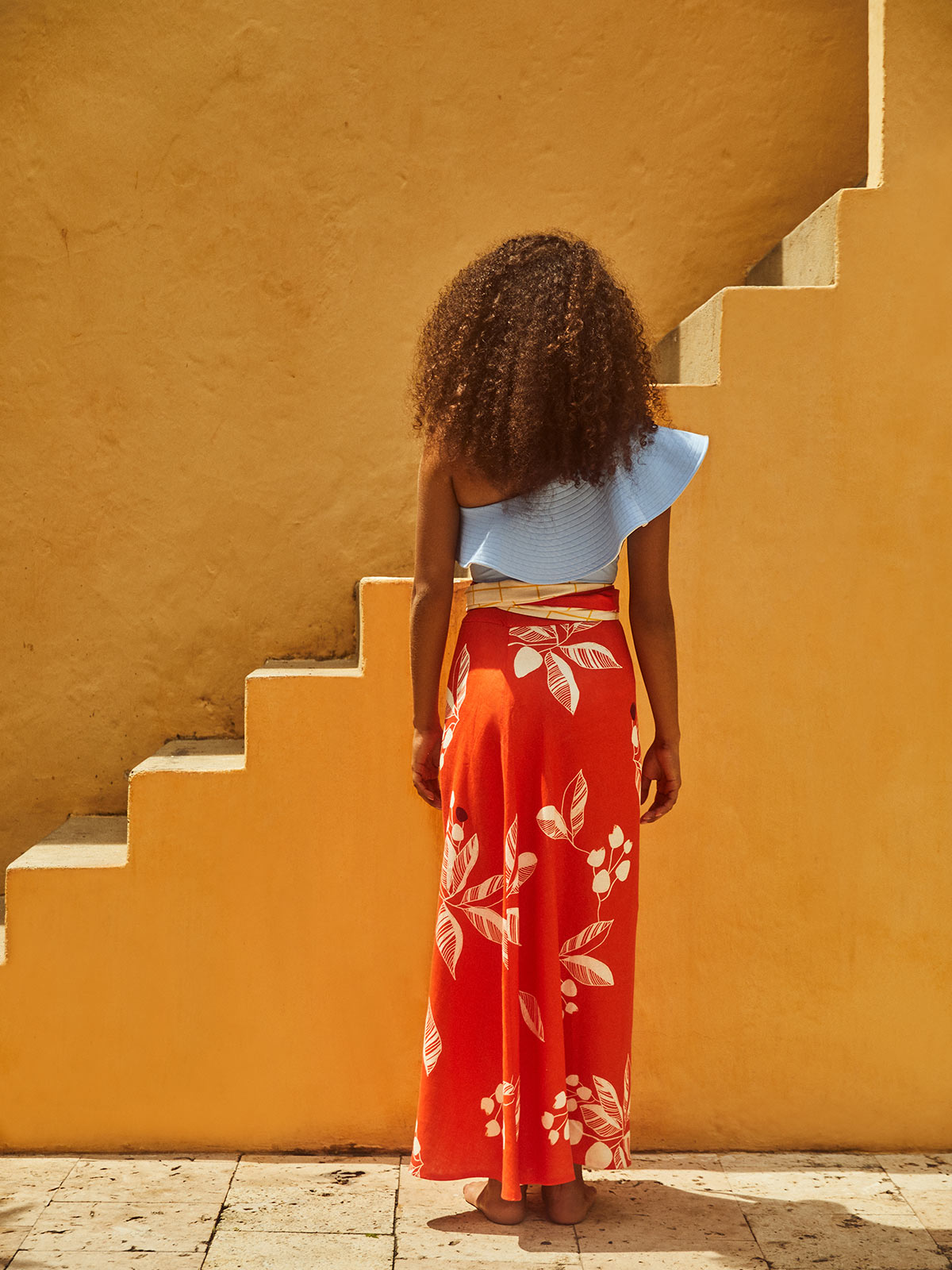 Loulou Linen Reversible Skirt | Orange Chontaduro/Yellow Squares Loulou Linen Reversible Skirt | Orange Chontaduro/Yellow Squares