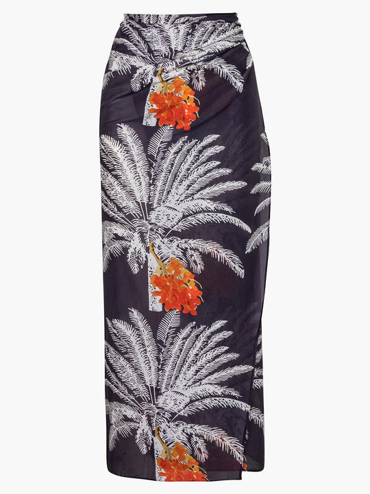 Mapara Cotton Silk Sarong Skirt | Black Palms