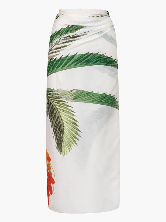 Mapara Cotton Silk Sarong Skirt | White Palms
