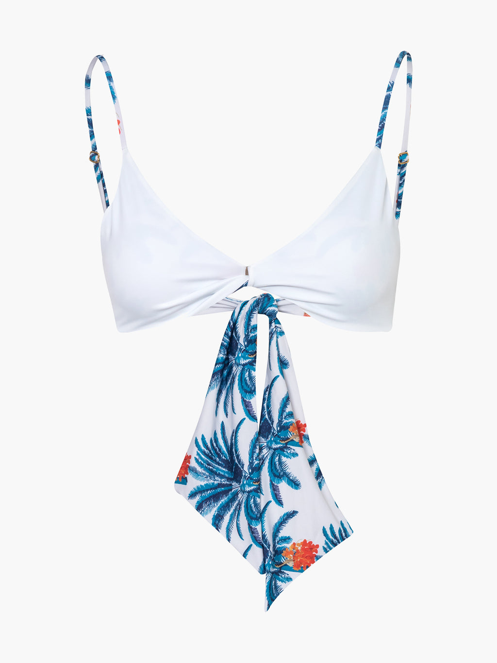 Pacifico Top | White Blue Palms/Ivory
