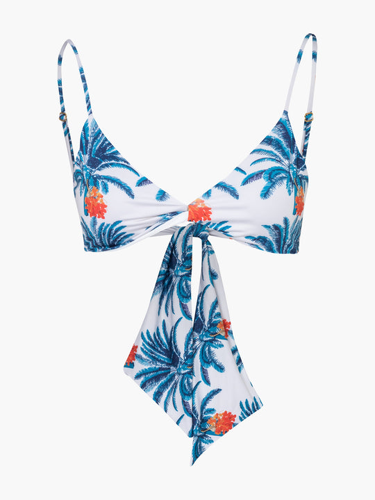Pacifico Top | White Blue Palms/Ivory