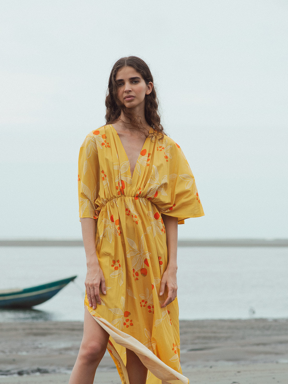 San Bernardo Cotton Kaftan | Yellow Chontaduro San Bernardo Cotton Kaftan | Yellow Chontaduro
