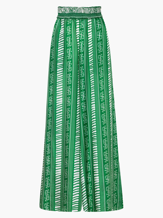San Cipriano Cotton Silk Pants | Green Stripes