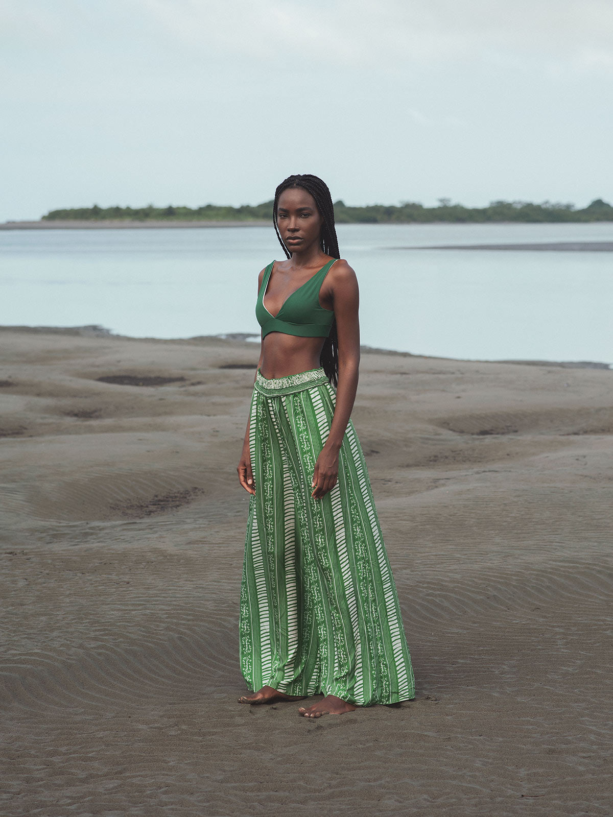 San Cipriano Cotton Silk Pants | Green Stripes San Cipriano Cotton Silk Pants | Green Stripes