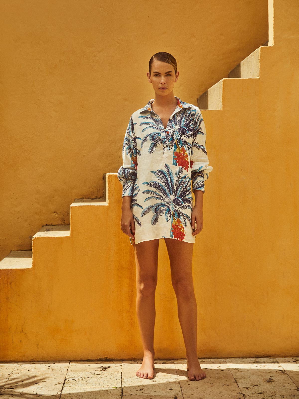 San Jacinto Linen Shirt Dress | White Blue Palms San Jacinto Linen Shirt Dress | White Blue Palms