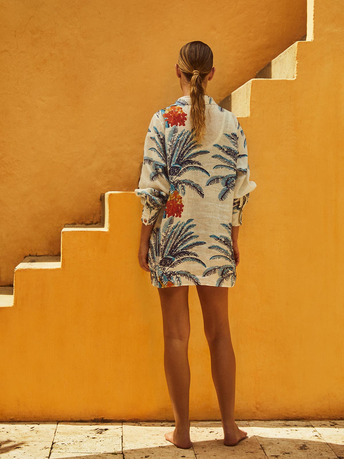 San Jacinto Linen Shirt Dress | White Blue Palms San Jacinto Linen Shirt Dress | White Blue Palms