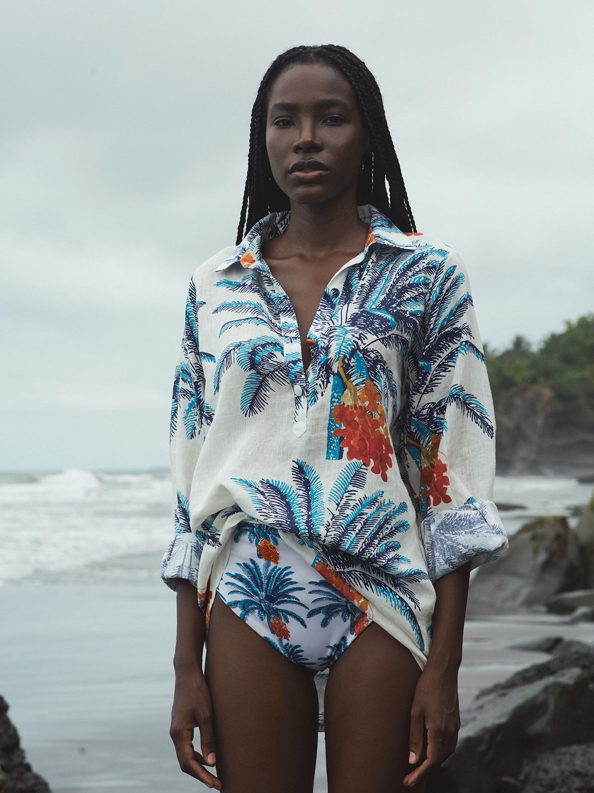 San Jacinto Linen Shirt Dress | White Blue Palms San Jacinto Linen Shirt Dress | White Blue Palms