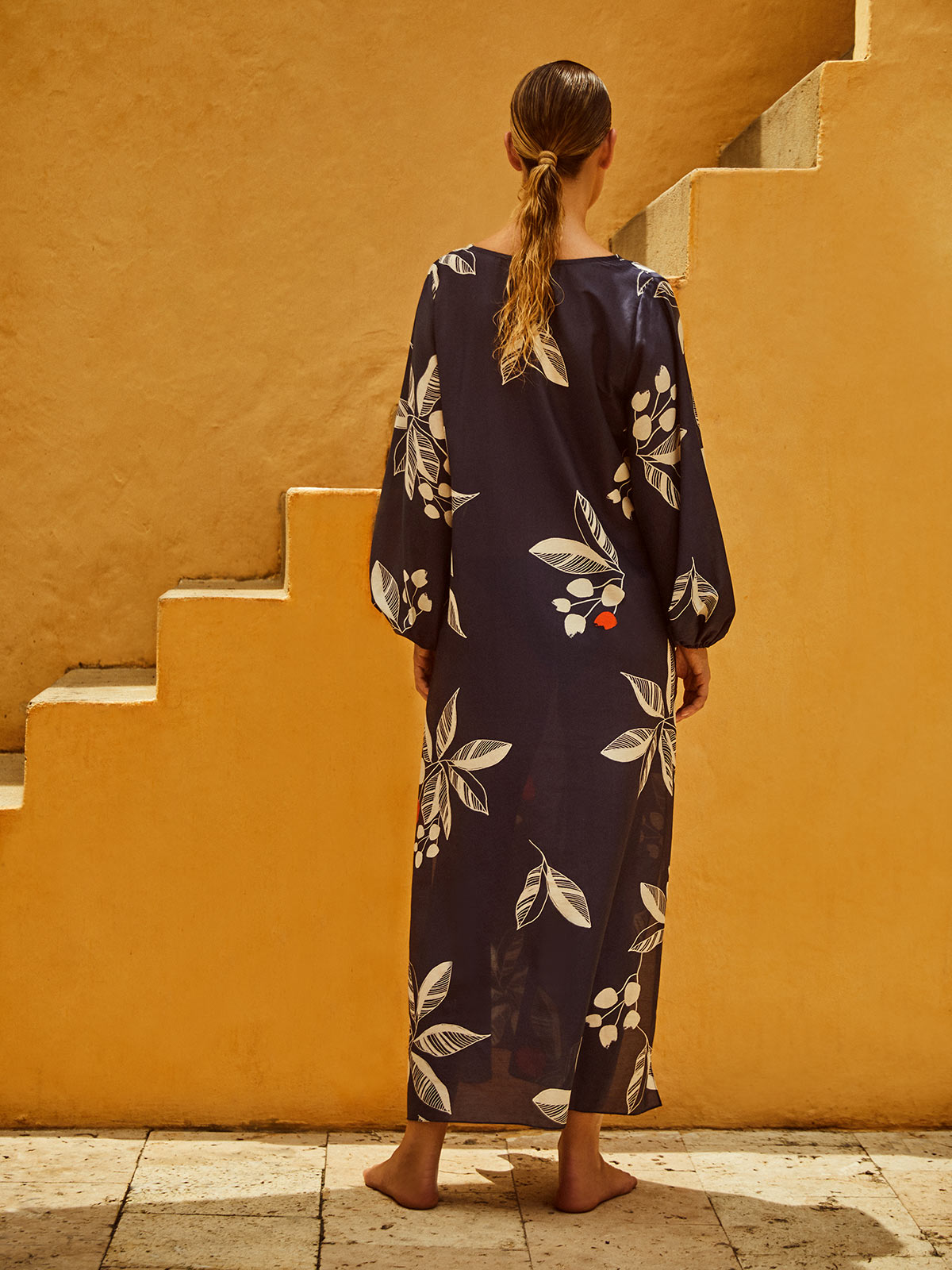 San Marco Cotton Silk Midi Dress | Dark Blue San Marco Cotton Silk Midi Dress | Dark Blue