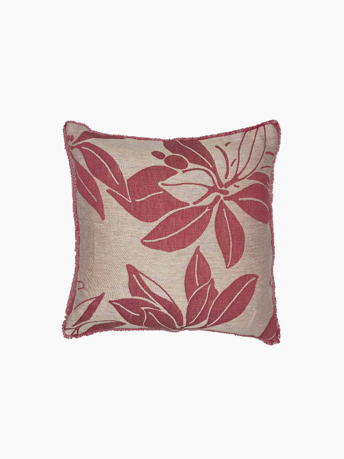 Cushion Cover With Recovered Fringe 45 x 45 | Guava Cushion Cover With Recovered Fringe 45 x 45 | Guava