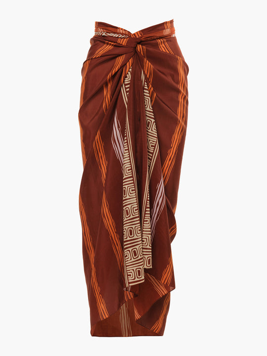 De La Falaise Cotton Silk Sarong | Wine Stripes