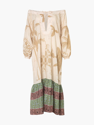 Chiapas Cotton-Silk Midi Dress | Ivory Palms Chiapas Cotton-Silk Midi Dress | Ivory Palms