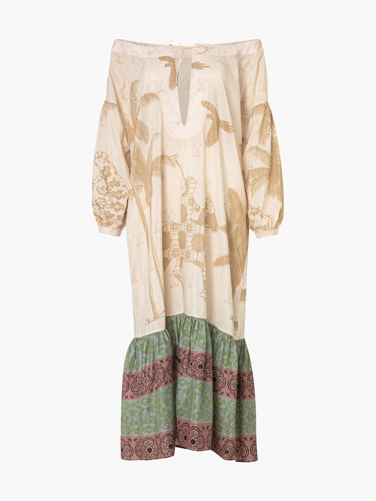 Chiapas Cotton-Silk Midi Dress | Ivory Palms
