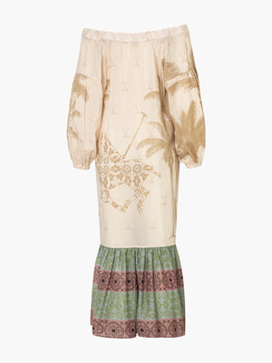 Chiapas Cotton-Silk Midi Dress | Ivory Palms Chiapas Cotton-Silk Midi Dress | Ivory Palms