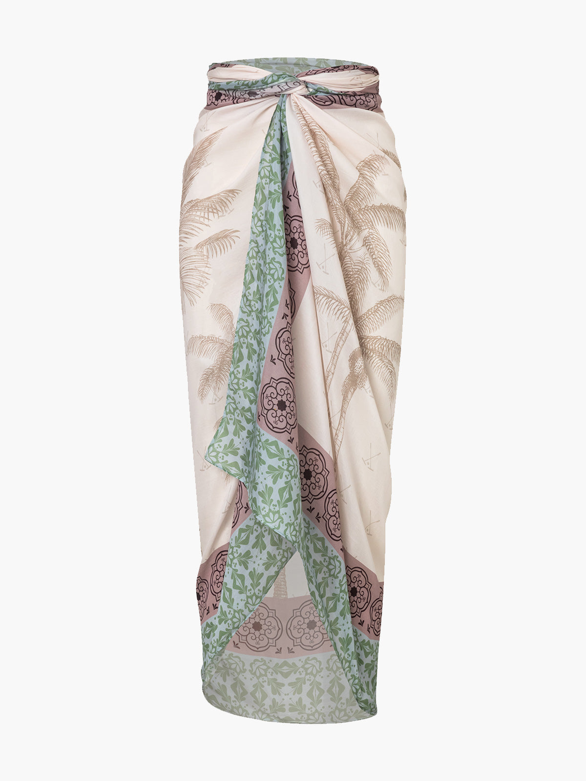 De La Falaise Cotton-Silk Sarong | Beige Palms De La Falaise Cotton-Silk Sarong | Beige Palms