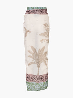 De La Falaise Cotton-Silk Sarong | Beige Palms De La Falaise Cotton-Silk Sarong | Beige Palms
