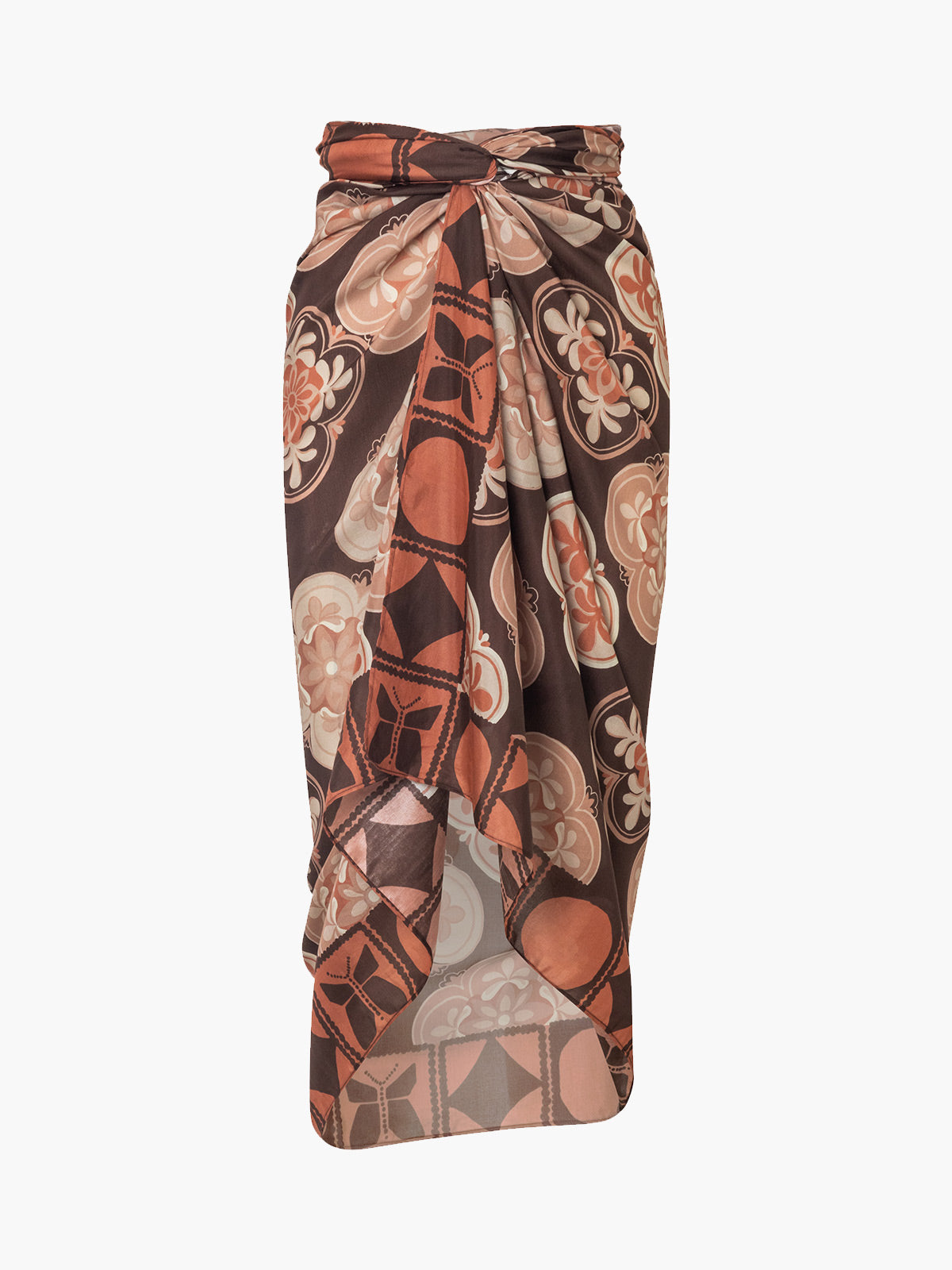 De La Falaise Cotton-Silk Sarong | Brown Mosaic De La Falaise Cotton-Silk Sarong | Brown Mosaic