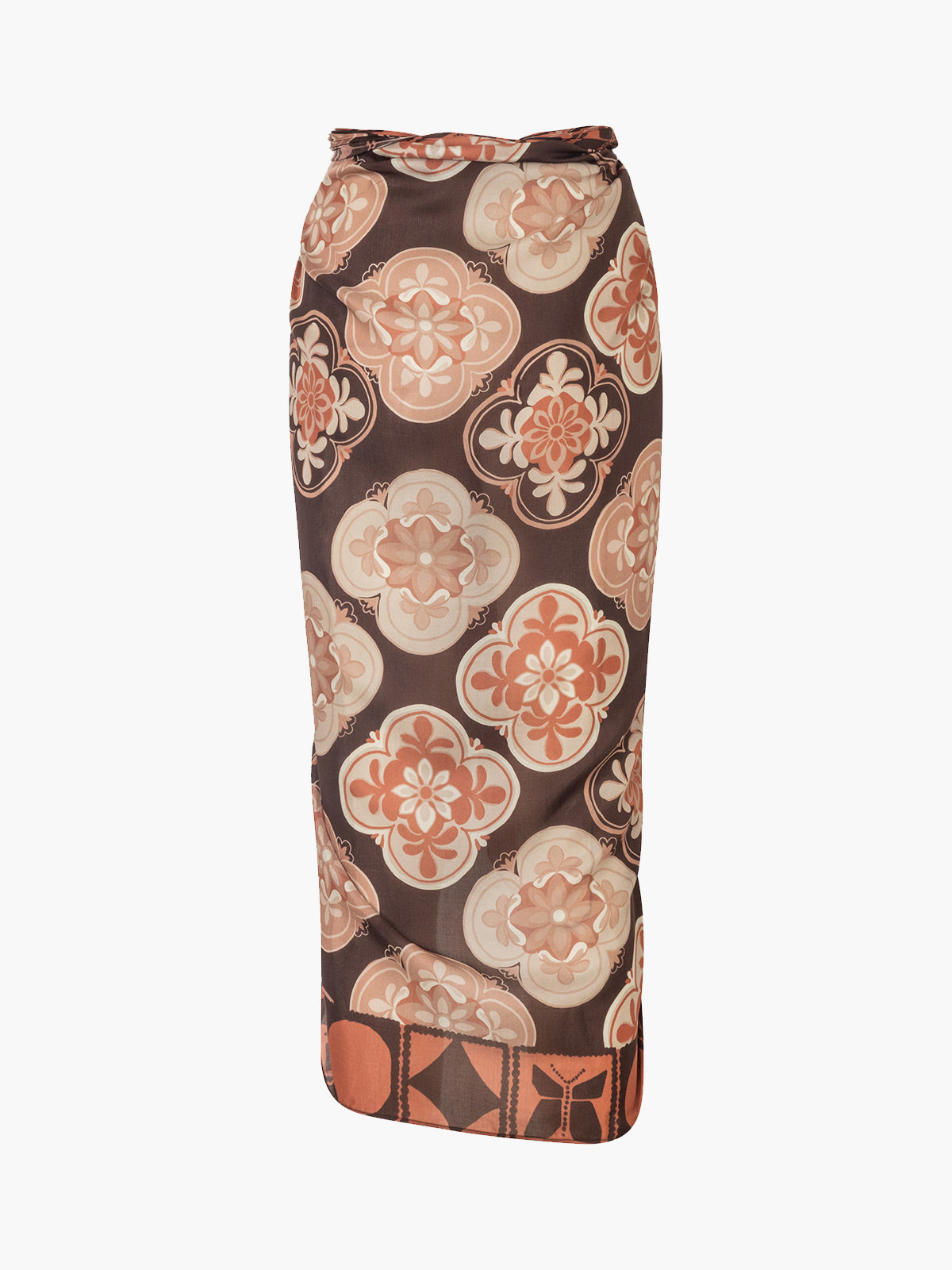 De La Falaise Cotton-Silk Sarong | Brown Mosaic De La Falaise Cotton-Silk Sarong | Brown Mosaic