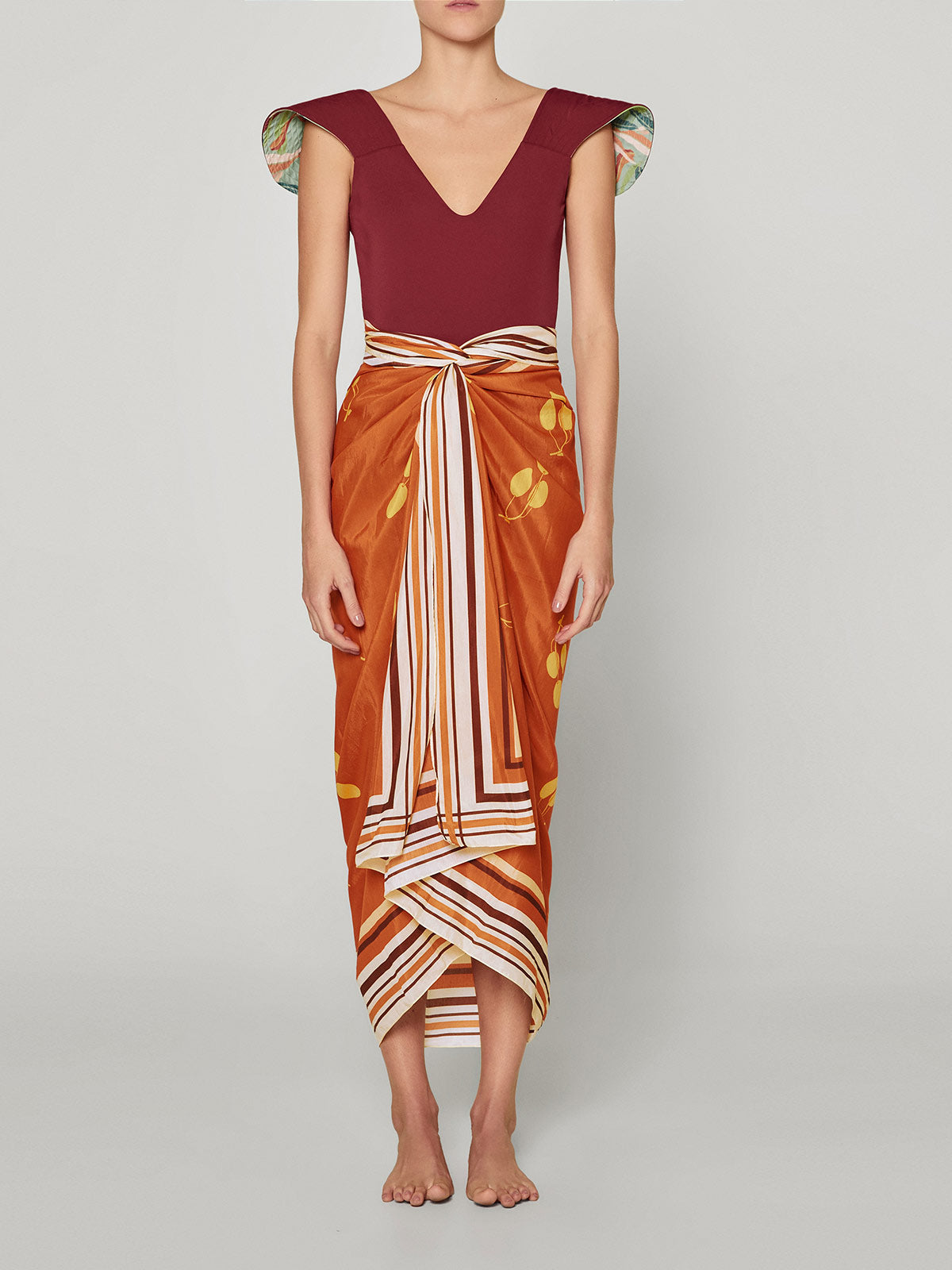 De La Falaise Cotton Silk Sarong | Orange Mangos De La Falaise Cotton Silk Sarong | Orange Mangos