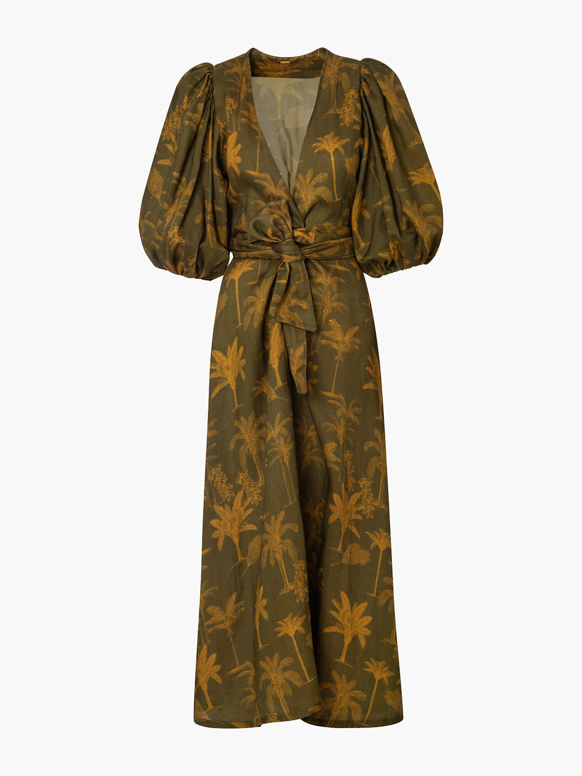 Ermita Wrap Around Midi Linen Dress | Green Palms Ermita Wrap Around Midi Linen Dress | Green Palms