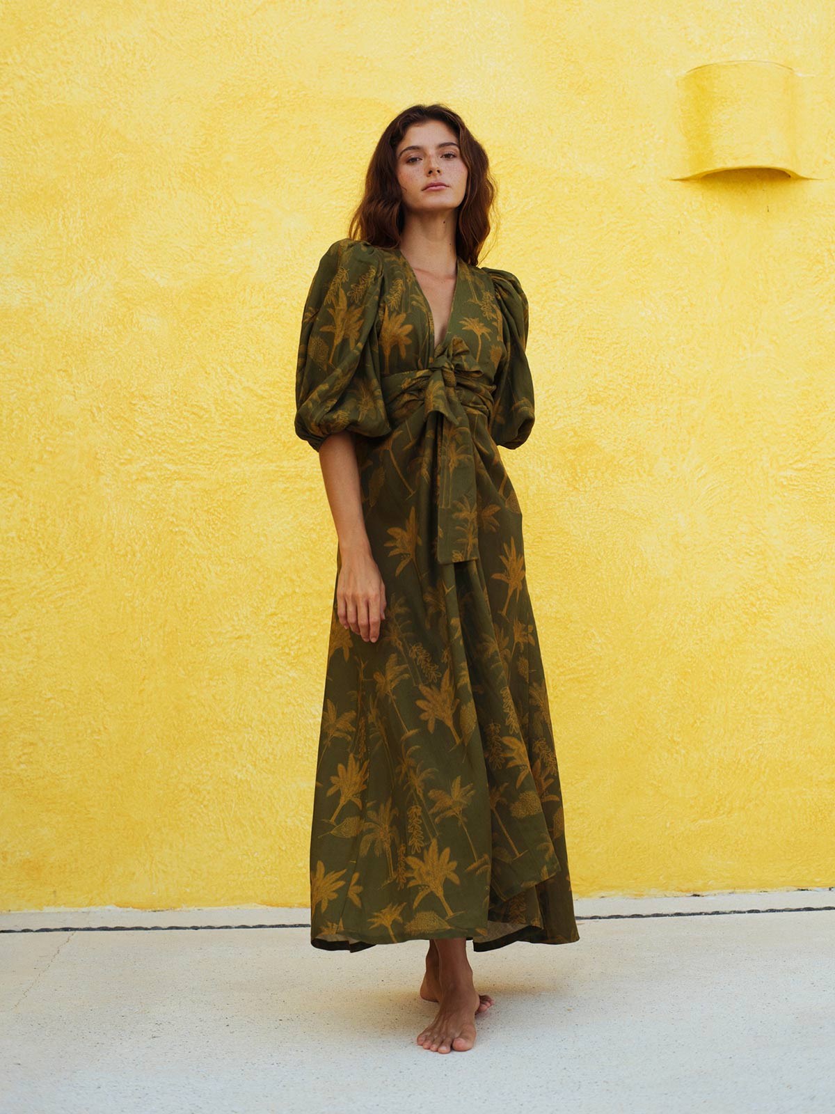 Ermita Wrap Around Midi Linen Dress | Green Palms Ermita Wrap Around Midi Linen Dress | Green Palms