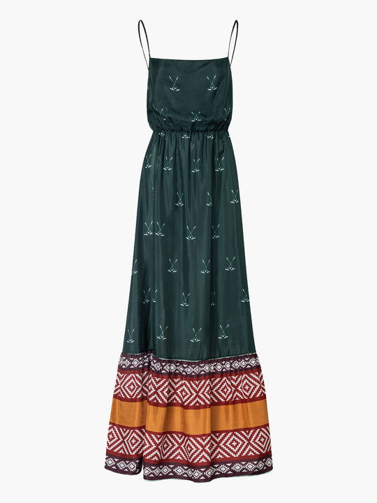 La Polera Silk Maxi Dress | Green Mallets