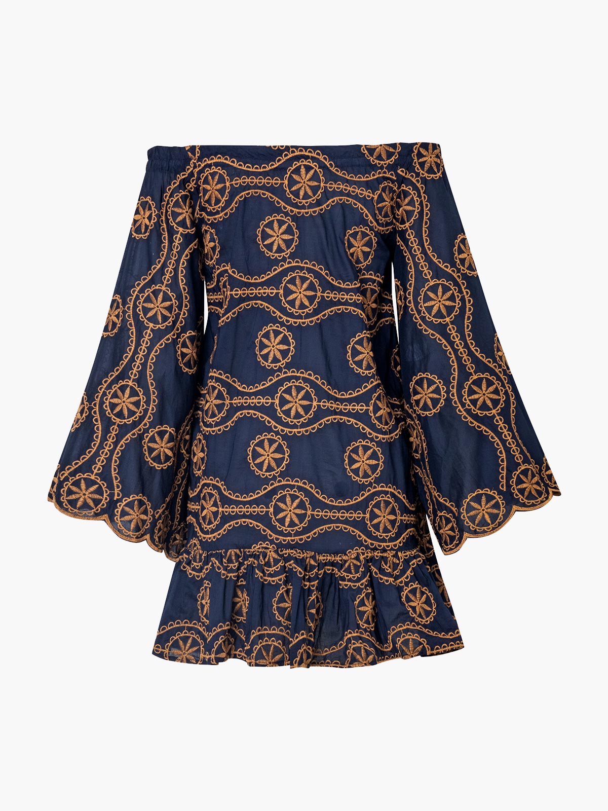 Mexico Lindo Cotton Embroidered Mini Dress | Dark Blue Mexico Lindo Cotton Embroidered Mini Dress | Dark Blue