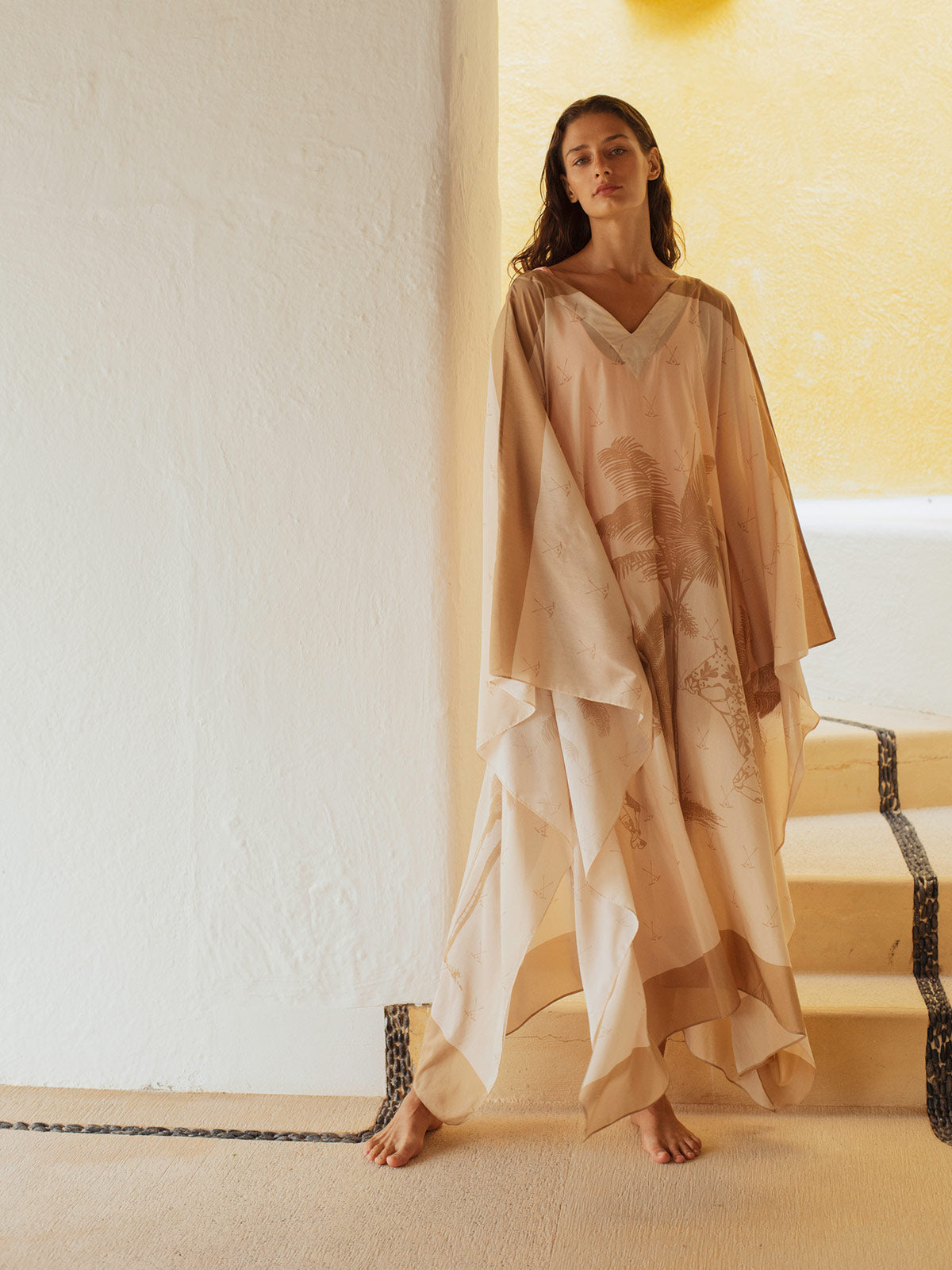 Morena Cotton-Silk Kaftan | Ivory Palms Morena Cotton-Silk Kaftan | Ivory Palms