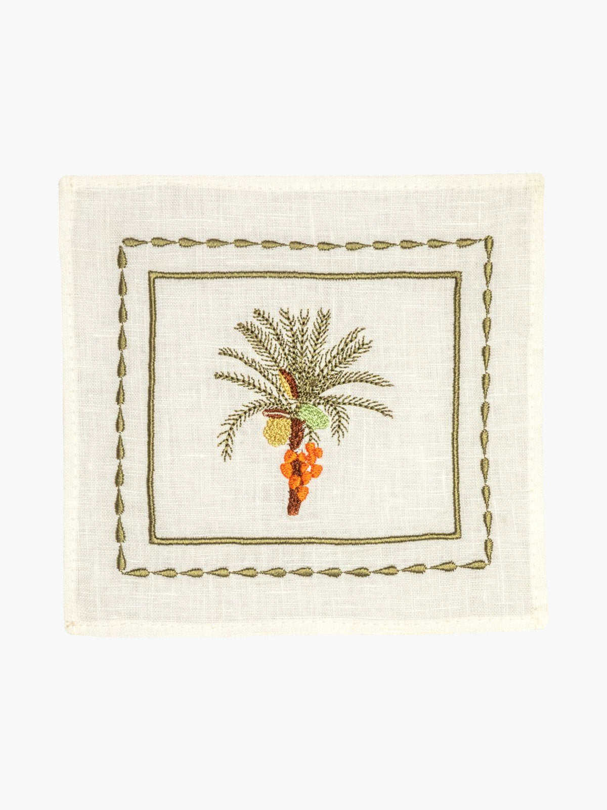 Embroidered Cocktail Napkins | Palm Tree Embroidered Cocktail Napkins | Palm Tree