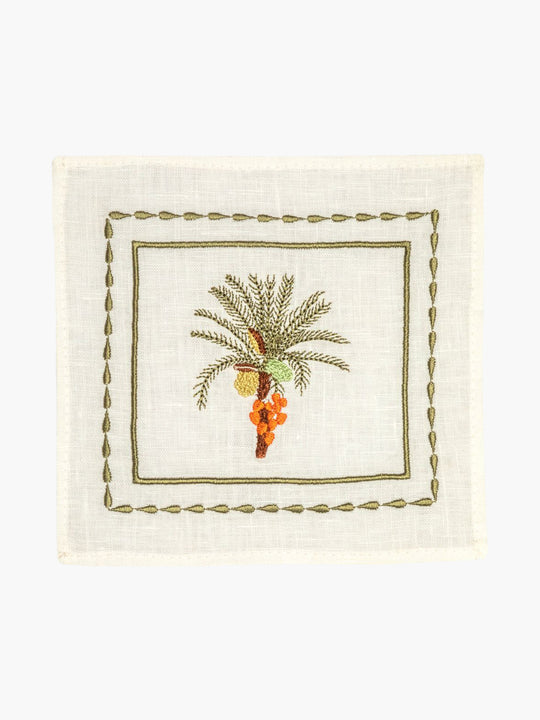 Embroidered Cocktail Napkins | Palm Tree