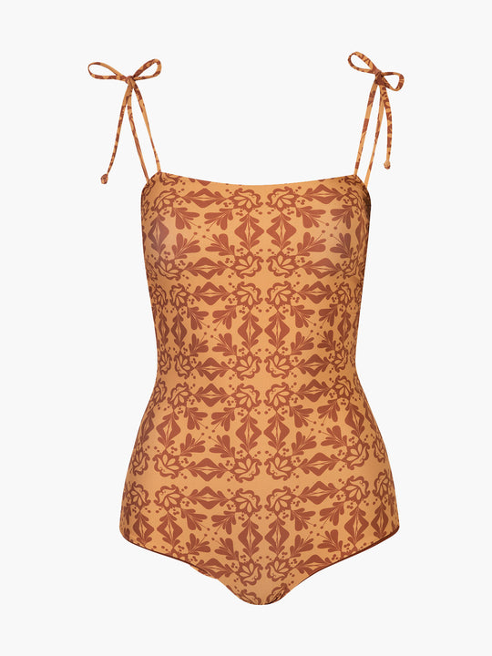 San Juan One Piece | Mustard Arabesque/Brown